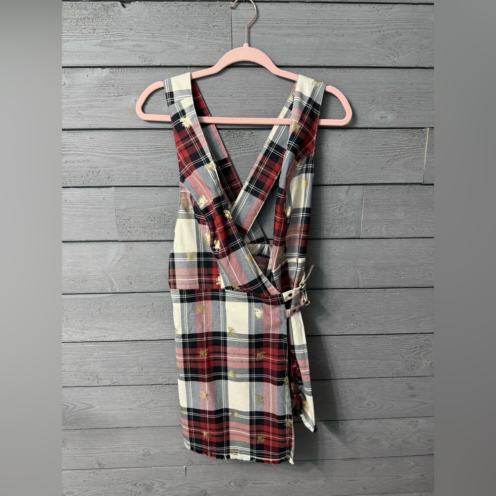 NWT Urban Outfitters Chandler Plaid Gold Bee Jumper Dress Sz Medium - Picture 6 of 10